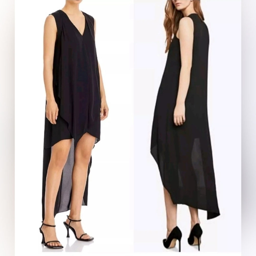 BCBGMAXAZRIA TARA CASCADE RUFFLE SHIFT DRESS. - Picture 2 of 7